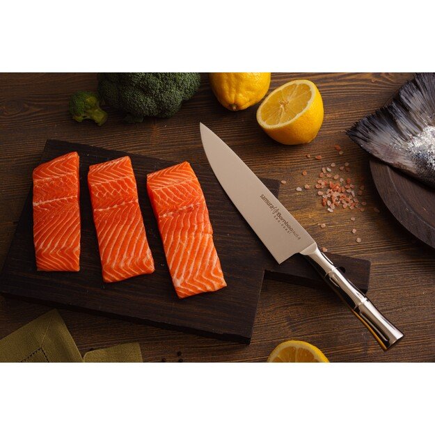 Samura Bamboo 8-Inch Japanese Chef s Knife - Premium Steel Kitchen Blade for Professional and Home Cooks 
