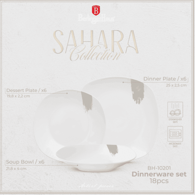 Berlinger Haus BH-10201 Sahara porcelianinių lėkščių rinkinys 18 dalių