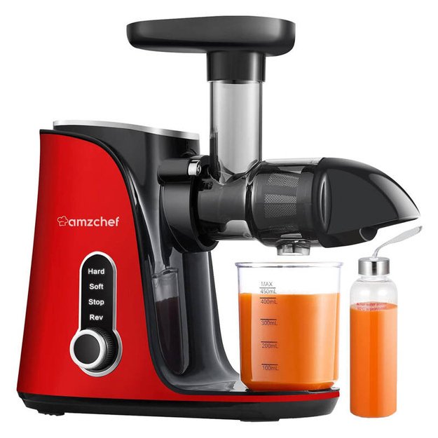 AMZCHEF lėtaeigė sulčiaspaudė 4in1, raudona, GM3001-RD