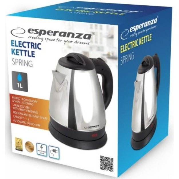 Elektrinis virdulys Esperanza EKK116S, 1.0L, nerūdijančio plieno, 1500W 1