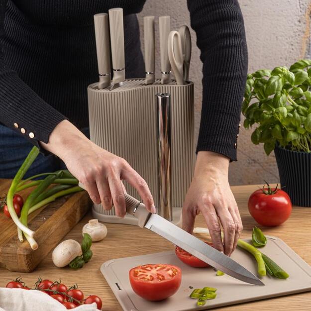 Peilių rinkinys su lentele ir rankšluosčių laikikliu 8 dalių smėlio spalvos Klausberg KB-7978 4