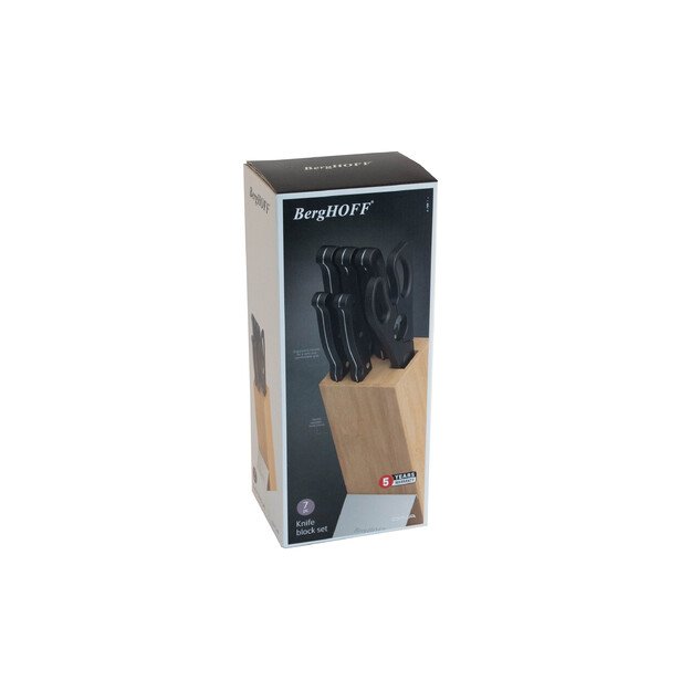 BergHOFF 7 dalių peilių blokas - Pica serija su bambukiniu stovu ir ranka galąstais nerūdijančio plieno a&scaron;menimis 