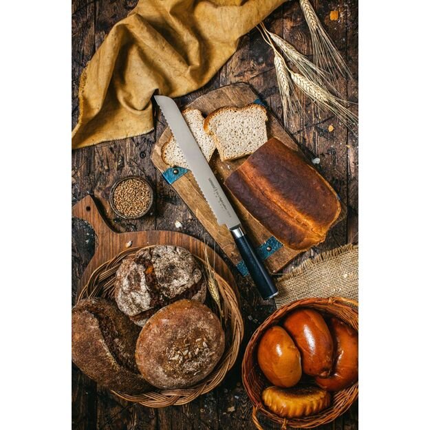 Samura MO-V 9  Bread Knife - Precision Japanese Steel Kitchen Knife for Effortless Slicing and Serving of Bread and Pastries 