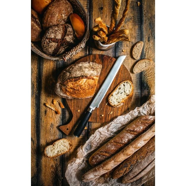 Samura MO-V 9  Bread Knife - Precision Japanese Steel Kitchen Knife for Effortless Slicing and Serving of Bread and Pastries 