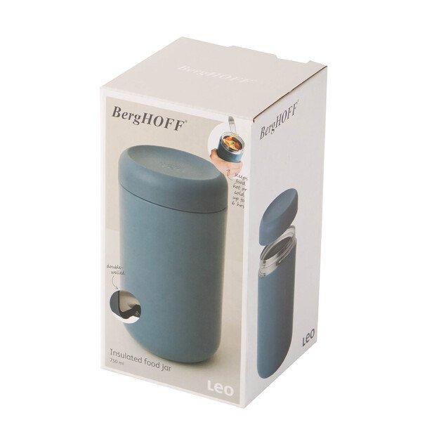 BergHOFF 0,75 l termodėžutė - sandarus nerūdijančio plieno indas pietums, sriuboms ar salotoms, tinkamas plauti indaplovėje 
