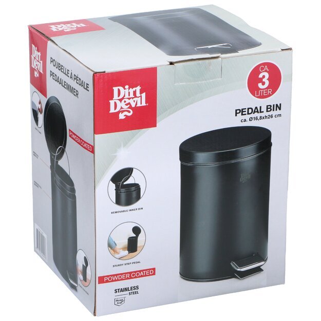DIRT DEVIL pedaline šiukšlių dėžė 3L, 871125249491