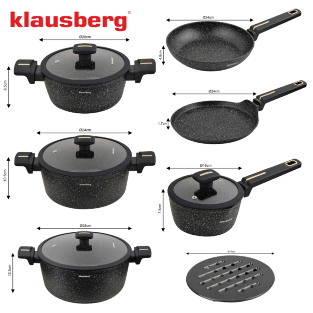 Klausberg „Stone Black“ puodų rinkinys 12 dalių KB-7966 4