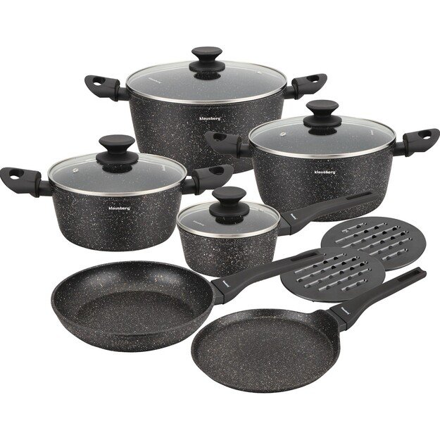 Puodų rinkinys 12 dalių su marmurine danga Klausberg KB-7658