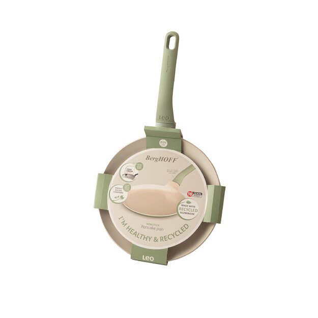 BergHOFF 26 cm blyninė - Balance Sage ekologiška aliuminio keptuvė su sveika nepridegančia danga 