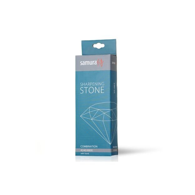 Samura Dual-Grit Whetstone #240/#800 for Japanese Steel Kitchen Knives - Precision Sharpening Tool for Professional and Home Chefs 