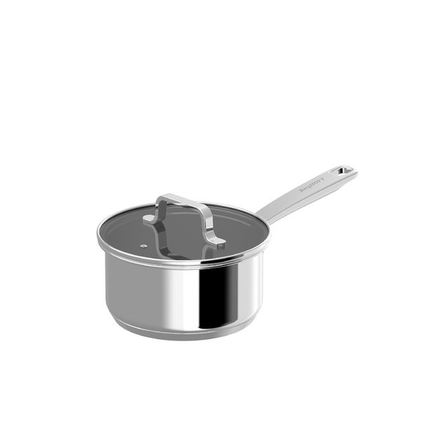 BergHOFF 16 cm puodelis su dangčiu - Helix perdirbtas plienas su stiklo dangčiu ir matavimo žymėmis 