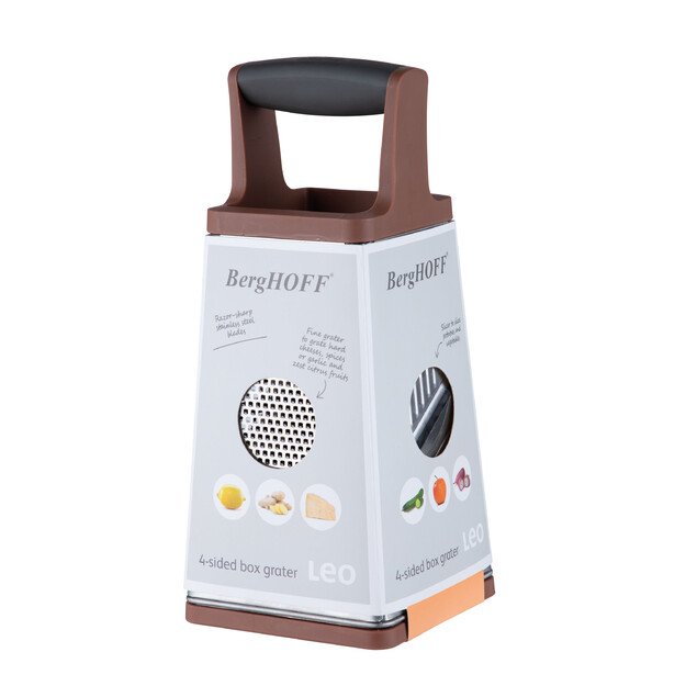 BergHOFF 4 pusių tarkuoklė - stambus, smulkus, žievelių ir itin stambus nerūdijančio plieno peiliai su mink&scaron;ta rankena 