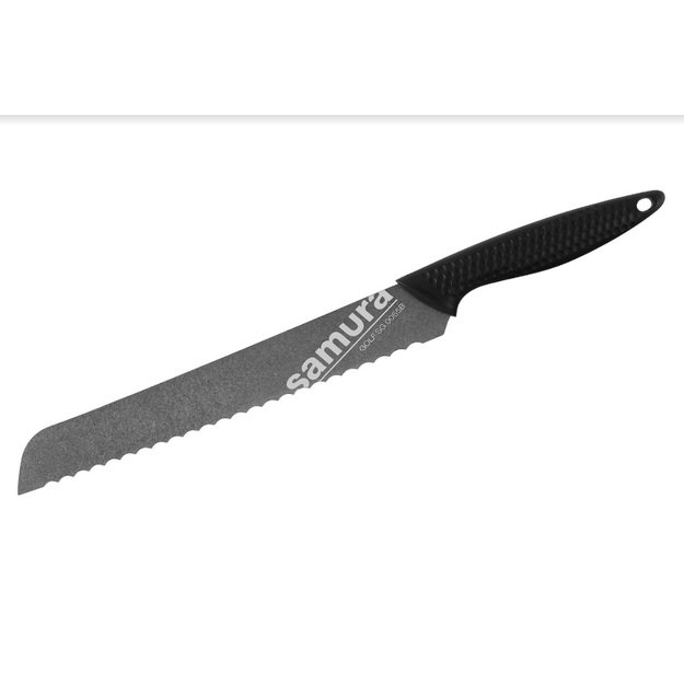 Samura GOLF Stonewash duonos peilis 23 cm – profesionalus, ilgai išlaikantis aštrumą, ergonomiška rankena, atsparus korozijai 