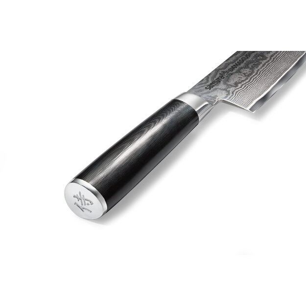 SAMURA Damascus - profesionalus japoniškas Nakiri virtuvinis peilis, 240 mm G-10 rankena. Kietumas 61 HRC.