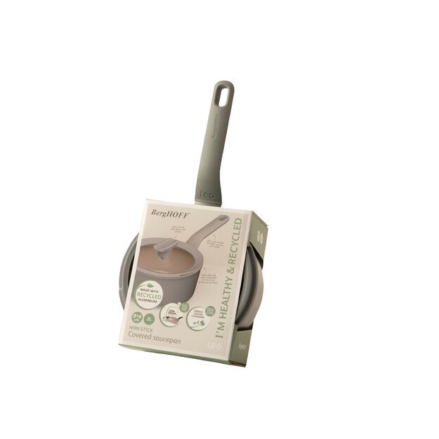 BergHOFF 18 cm puodelis su dangčiu - Balance Moonmist su stikliniu dangčiu, šaukšto laikikliu ir nepridegančia danga 