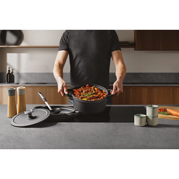 BergHOFF 26 cm ketaus puodas - Graphite serija su laistymo dangčiu lėtam gaminimui 