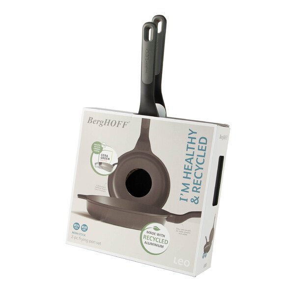 BergHOFF 3 dalių keptuvių rinkinys - Uqonic Downdraft serija su 24 cm ir 28 cm keptuvėmis ir dangčiu 