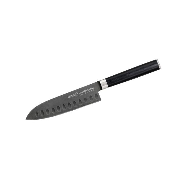 Samura MO-V Stonewash Santoku Knife 5.4  - Premium Japanese Steel Kitchen Blade for Precision Cutting and Enhanced Culinary Performance 