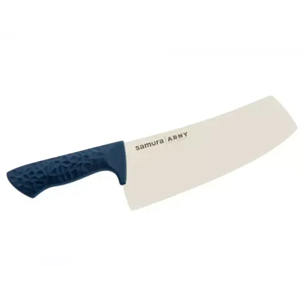 Samura ARNY 8.2  Japanese Steel Cleaver with Navy Peony Handle - Premium Kitchen Knife for Professional Chefs and Home Cooks 