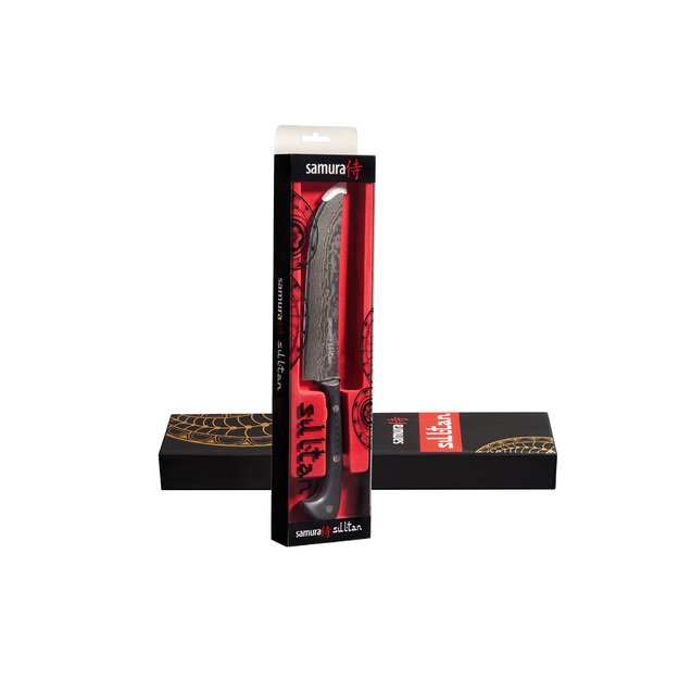 Samura SULTAN virtuvinis šefas peilis 164 mm (7 ) — profesionalus, ilgaamžis, juodas, ergonomiškas pjovimas 
