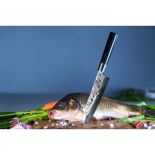 Samura BLACKSMITH Santoku peilis 182 mm — profesionalus universalus virtuvinis peilis, aštrus ir patvarus 