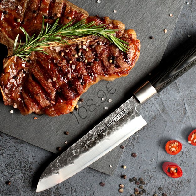 Samura BLACKSMITH Santoku peilis 182 mm — profesionalus universalus virtuvinis peilis, aštrus ir patvarus 