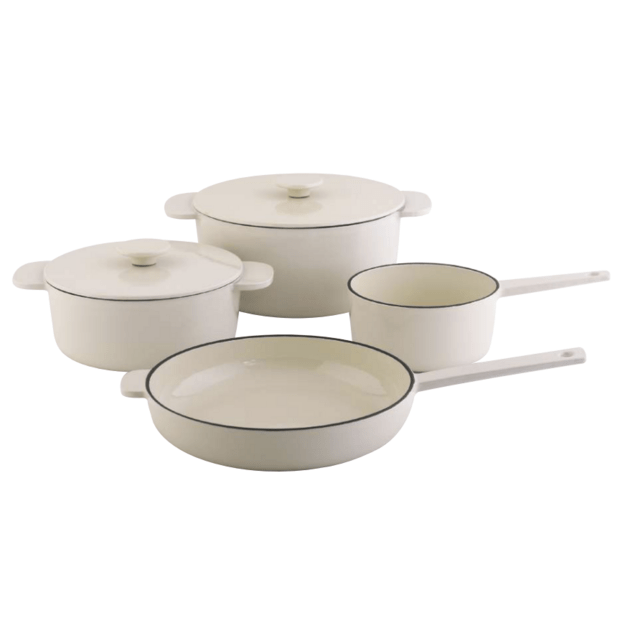 Ketaus puodų ir keptuvės rinkinys 6 dalių kreminis CS Kochsysteme Anden