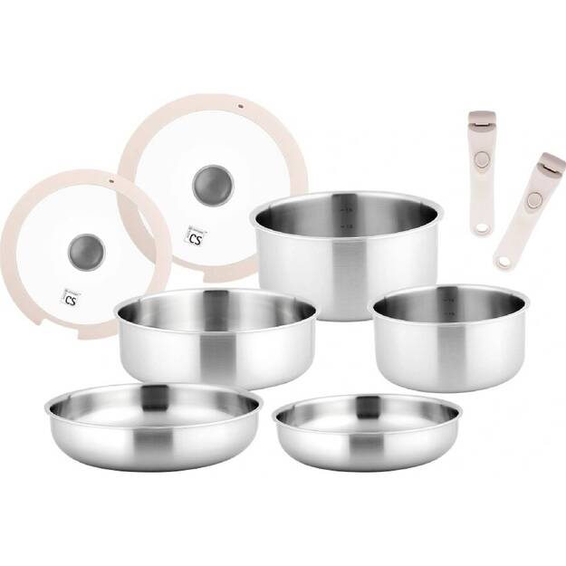 Puodų ir keptuvių rinkinys 9 dalių nerūdijančio plieno CS Kochsysteme PETAL