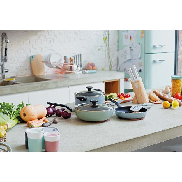 BergHOFF 7 dalių peilių blokas - Glints Spirit serija su magnetiniu &scaron;onu ir spalvotais nerūdijančio plieno peiliais 