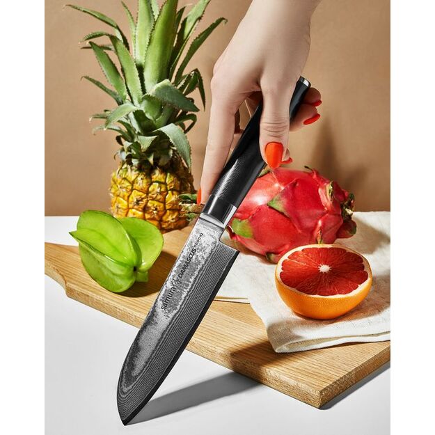 Samura Damascus 5.7  Small Santoku Knife - Premium Japanese Steel Culinary Essential for Precision Cooking and Gourmet Preparedness 
