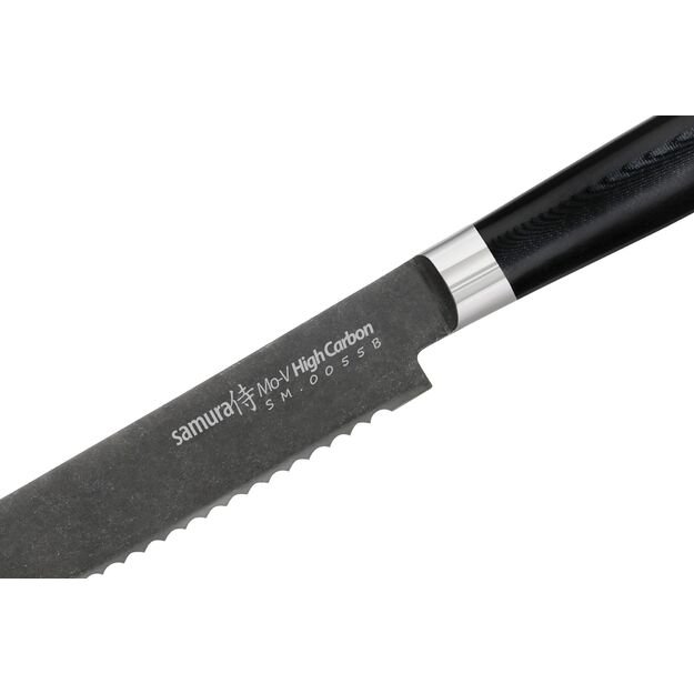 Samura MO-V Stonewash 9  Bread Knife - Premium Japanese Steel Kitchen Knife for Precision Cutting and Artisan Baking 