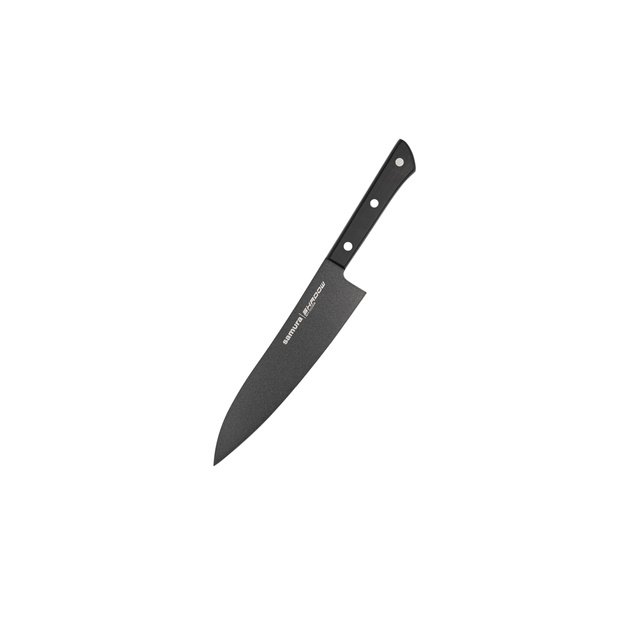Samura SHADOW Grand Santoku virtuvinis peilis 197 mm – juodas nelimpantis danga, profesionalus pjovimas 