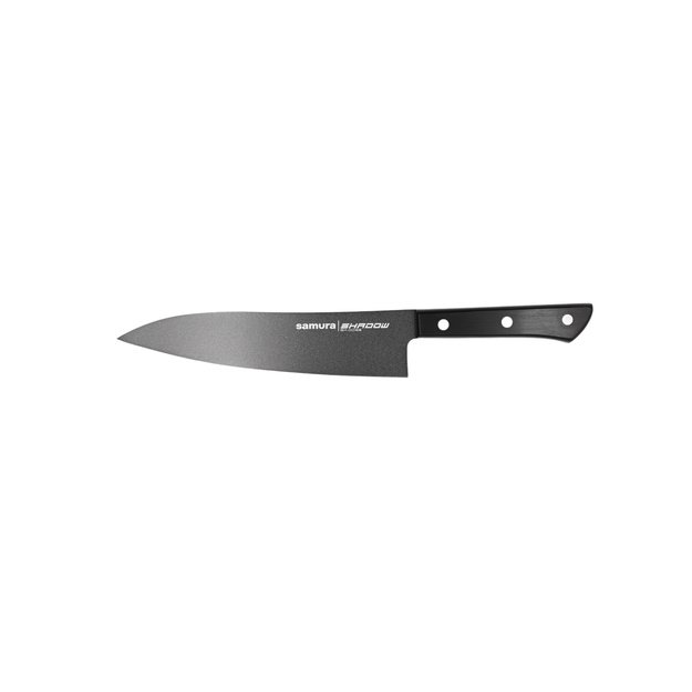 Samura SHADOW Grand Santoku virtuvinis peilis 197 mm – juodas nelimpantis danga, profesionalus pjovimas 