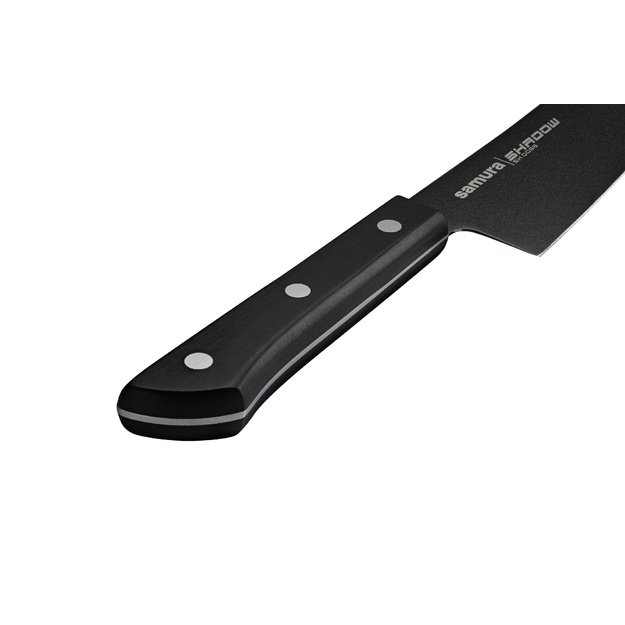 Samura SHADOW Grand Santoku virtuvinis peilis 197 mm – juodas nelimpantis danga, profesionalus pjovimas 