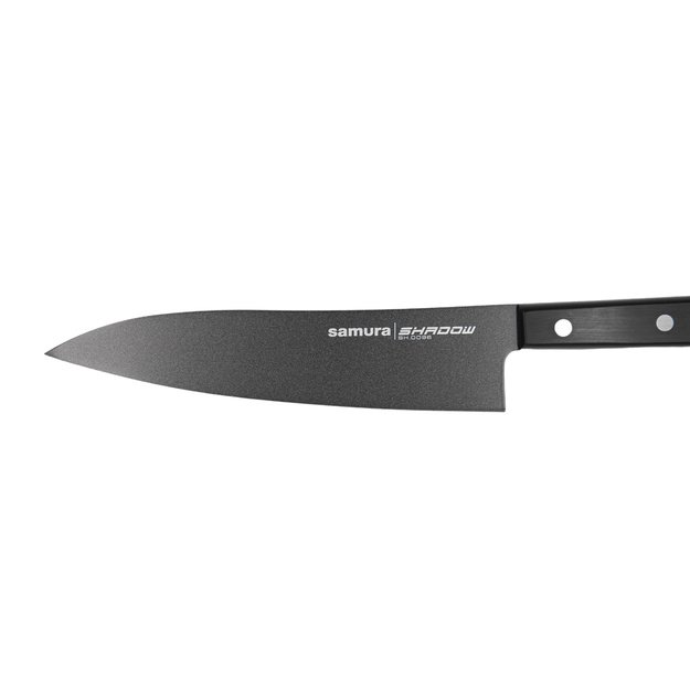 Samura SHADOW Grand Santoku virtuvinis peilis 197 mm – juodas nelimpantis danga, profesionalus pjovimas 