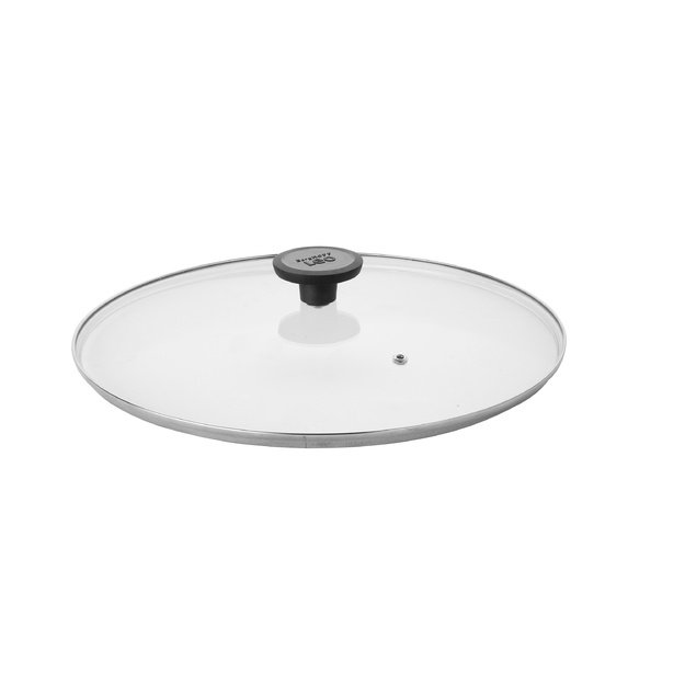 BergHOFF Glints 32 cm stiklinis dangtis - su garų išleidimo anga, nerūdijančio plieno kraštu ir saugia bakelitinė rankena 