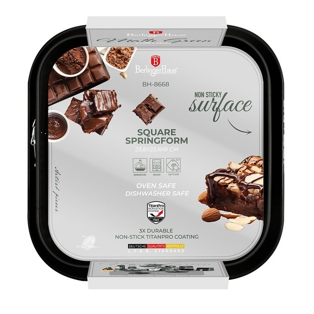 Berlinger Haus BH-8668 kvadratinė atsegama kepimo forma 28 × 28 cm, matinė žalia