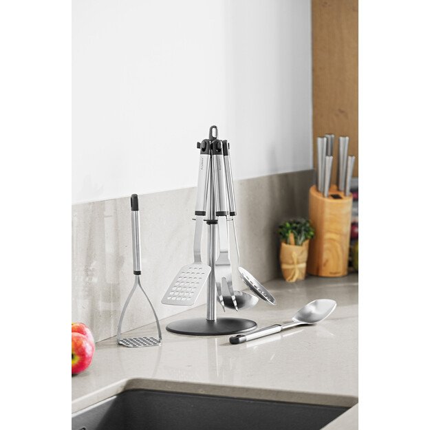 BergHOFF 8 dalių virtuvės įrankių rinkinys - nerūdijančio plieno įrankiai su sieniniais laikikliais vietos taupymui 