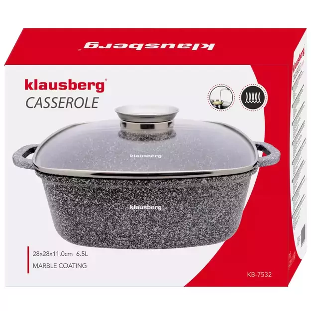 Klausberg kvadratinis aliuminio puodas su keramine danga 28x28 cm, 6.5 l, KB-7532 5
