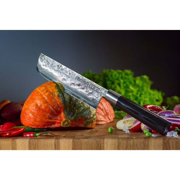 Samura BLACKSMITH Nakiri japoniškas daržovių peilis 168 mm – profesionalus, aštrus ir atsparus įrankis virtuvei 