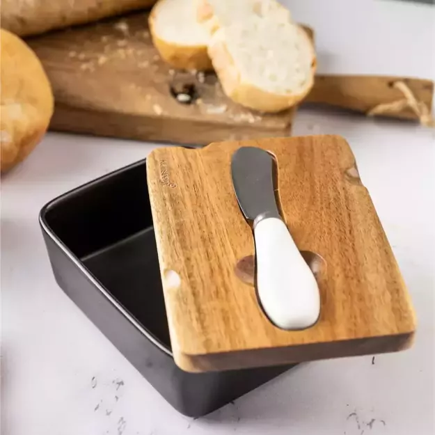 Klausberg sviestinė su mediniu dangteliu ir sviesto peiliu, juoda, KB-7784 8