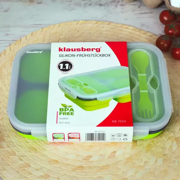 Pietų dėžutė iš silikono, 1100 ml, žalia, Klausberg KB-7024 6