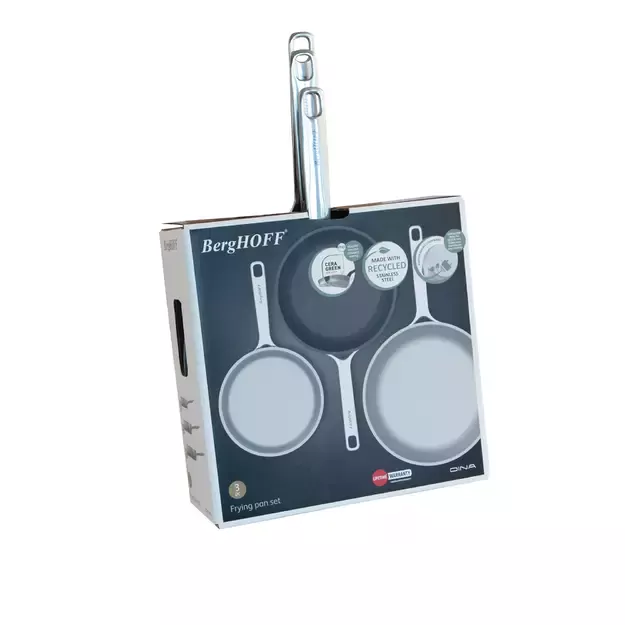 Berghoff „Helix“ 3 dalių keptuvių rinkinys iš nerūdijančio plieno 3