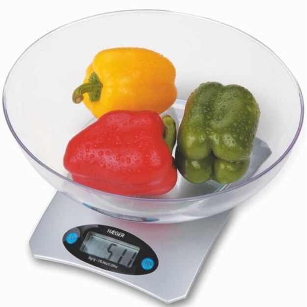 Virtuvinės svarstyklės su dubeniu 5 kg Haeger Santini KS-05B.002B