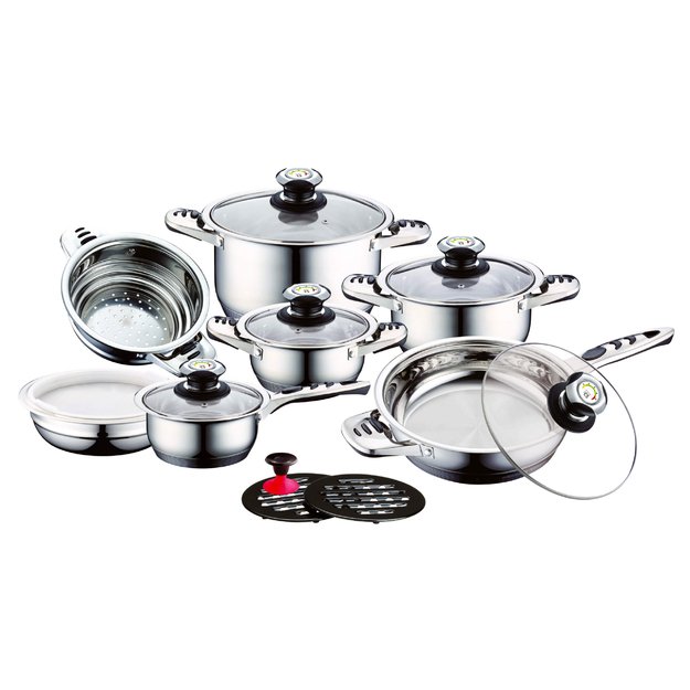 Puodų rinkinys 16 dalių nerūdijančio plieno CS Kochsysteme AURICH