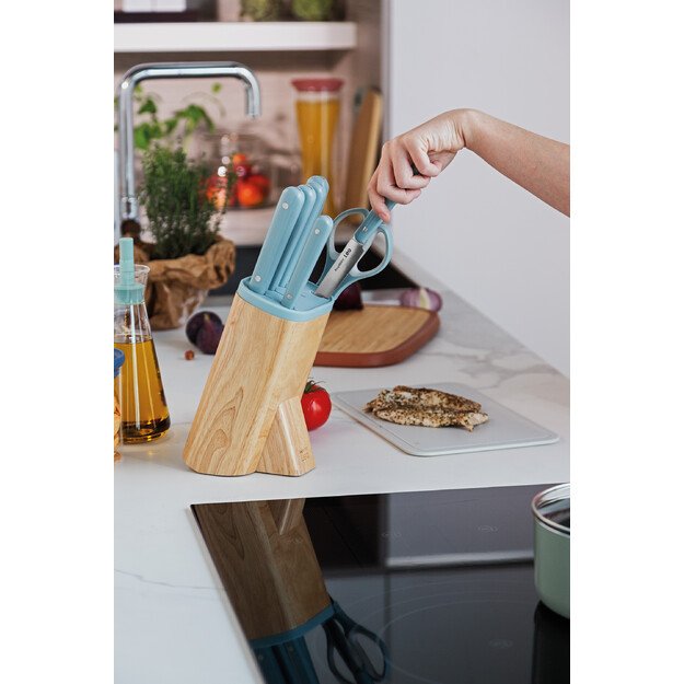 BergHOFF 7 dalių peilių blokas - Glints Slate serija su magnetiniu peilių bloku ir mink&scaron;tomis rankenomis 