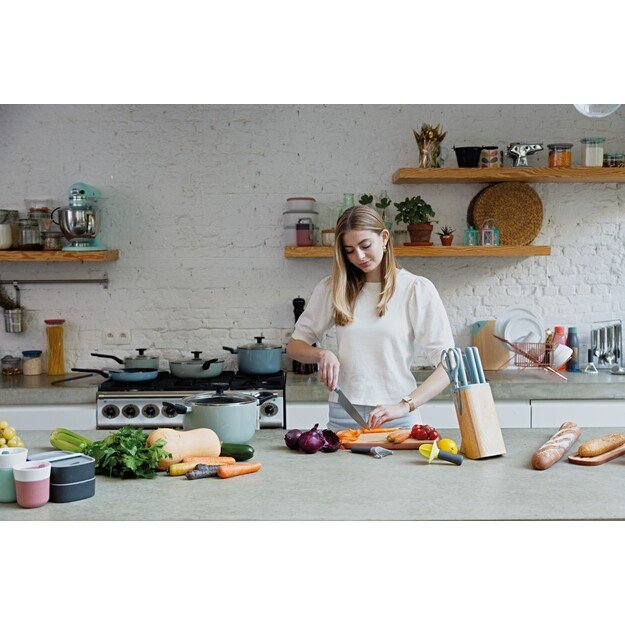 BergHOFF 7 dalių peilių blokas - Glints Slate serija su magnetiniu peilių bloku ir mink&scaron;tomis rankenomis 