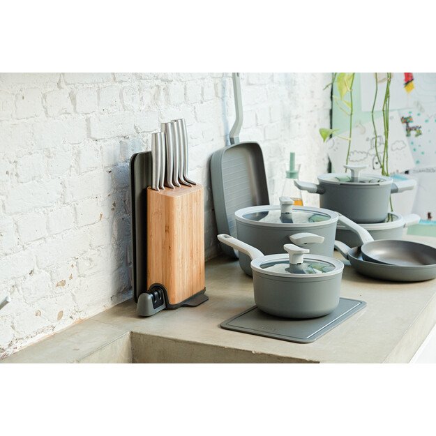 BergHOFF 11 dalių peilių blokas - Legacy serija su pjaustymo lentelėmis, galąstuvu ir magnetiniu laikymu 