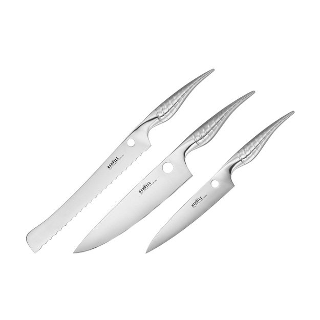 Samura REPTILE 3-Piece Kitchen Knife Set: Utility, Bread, and Chef s Knife - Precision Japanese Steel for Culinary Excellence 