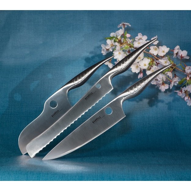 Samura REPTILE 3-Piece Kitchen Knife Set: Utility, Bread, and Chef s Knife - Precision Japanese Steel for Culinary Excellence 